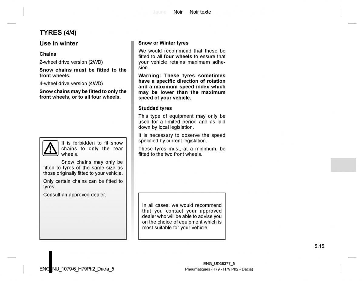 Dacia Duster owners manual / page 193