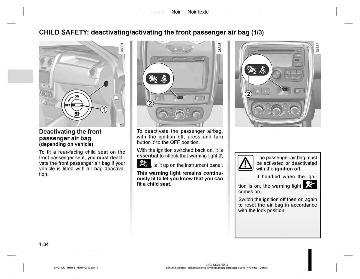 Dacia Duster owners manual / page 38