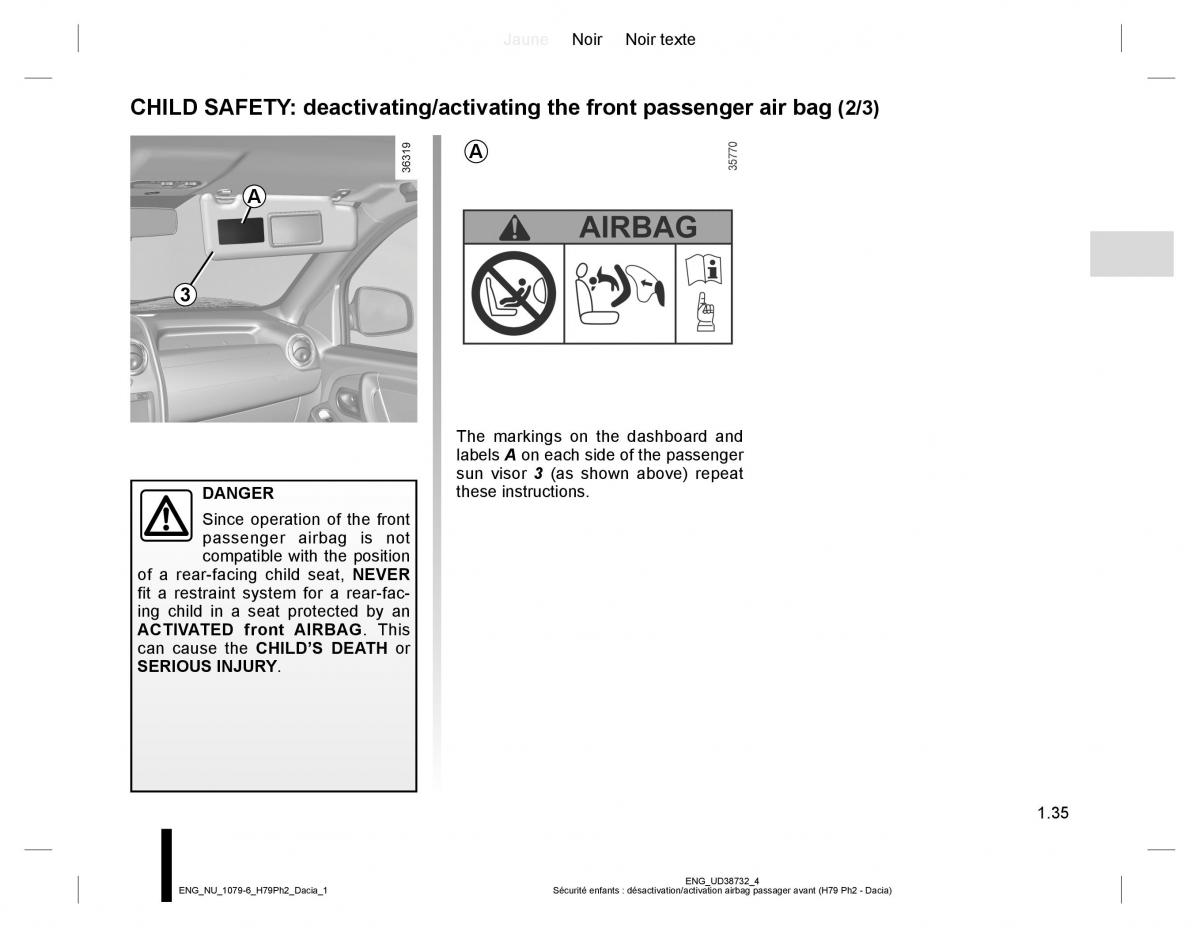 Dacia Duster owners manual / page 39