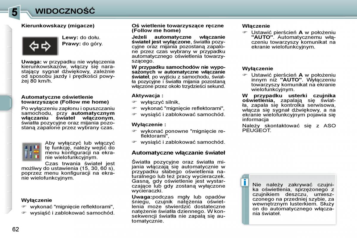 Peugeot 307 CC instrukcja obslugi / page 62