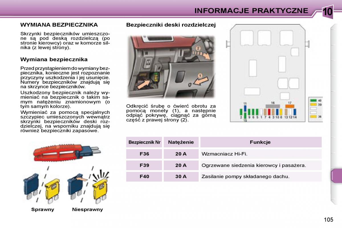 Peugeot 307 CC instrukcja obslugi / page 104