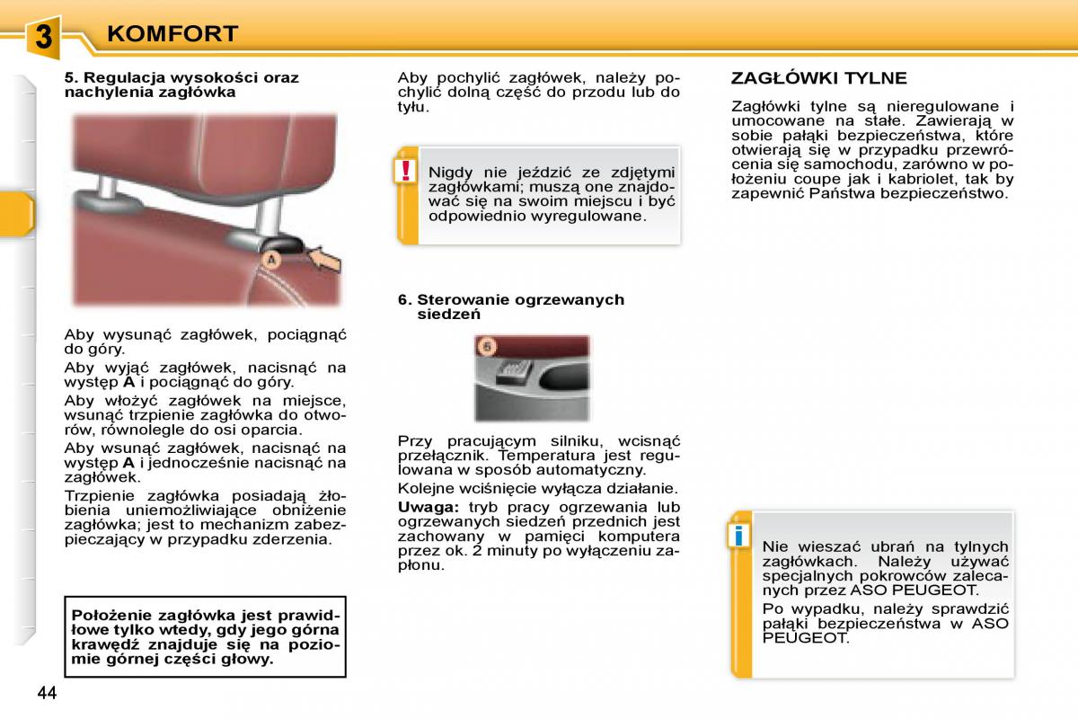 Peugeot 307 CC instrukcja obslugi / page 42