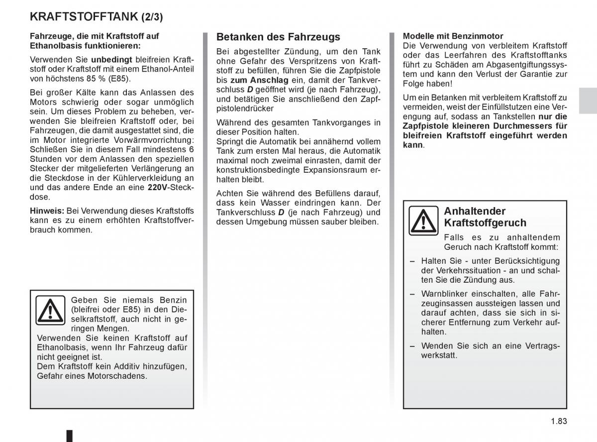 Renault Fluence Handbuch / page 85