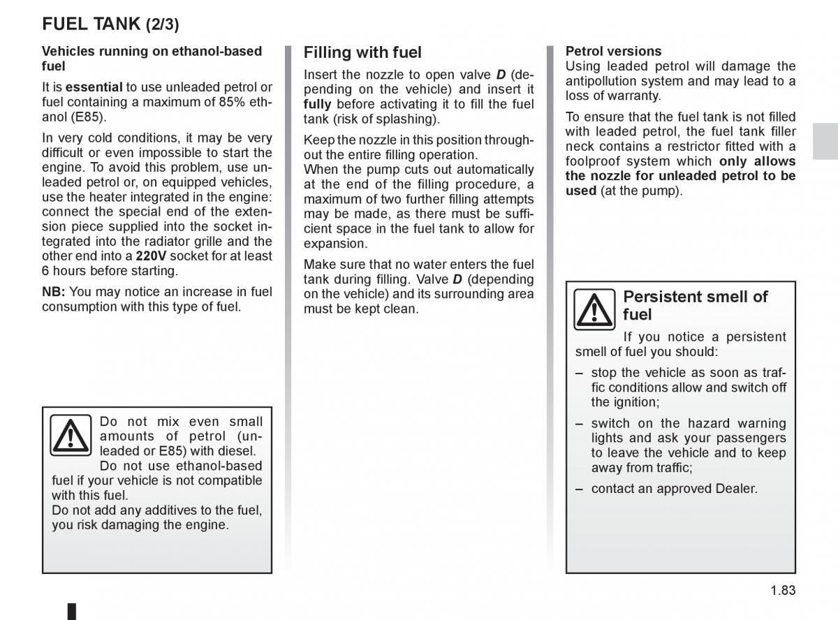 Renault Fluence owners manual / page 87