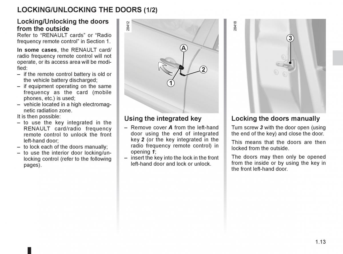 Renault Fluence owners manual / page 17