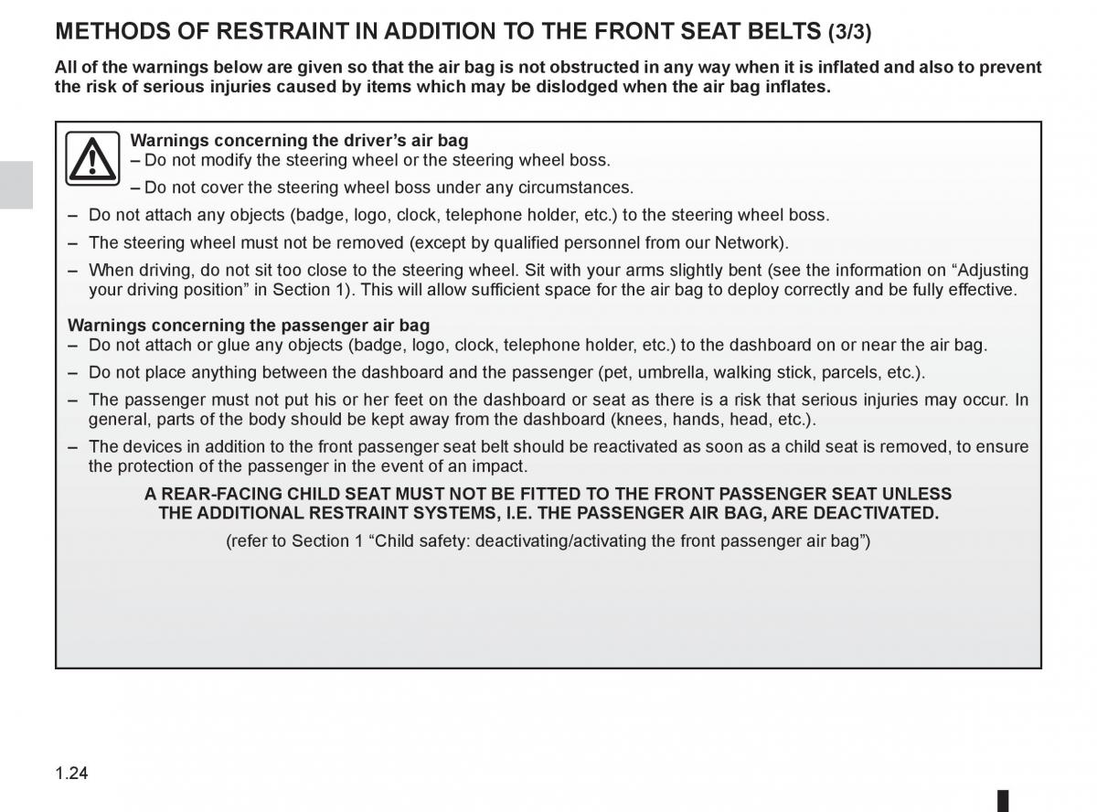 Renault Fluence owners manual / page 28