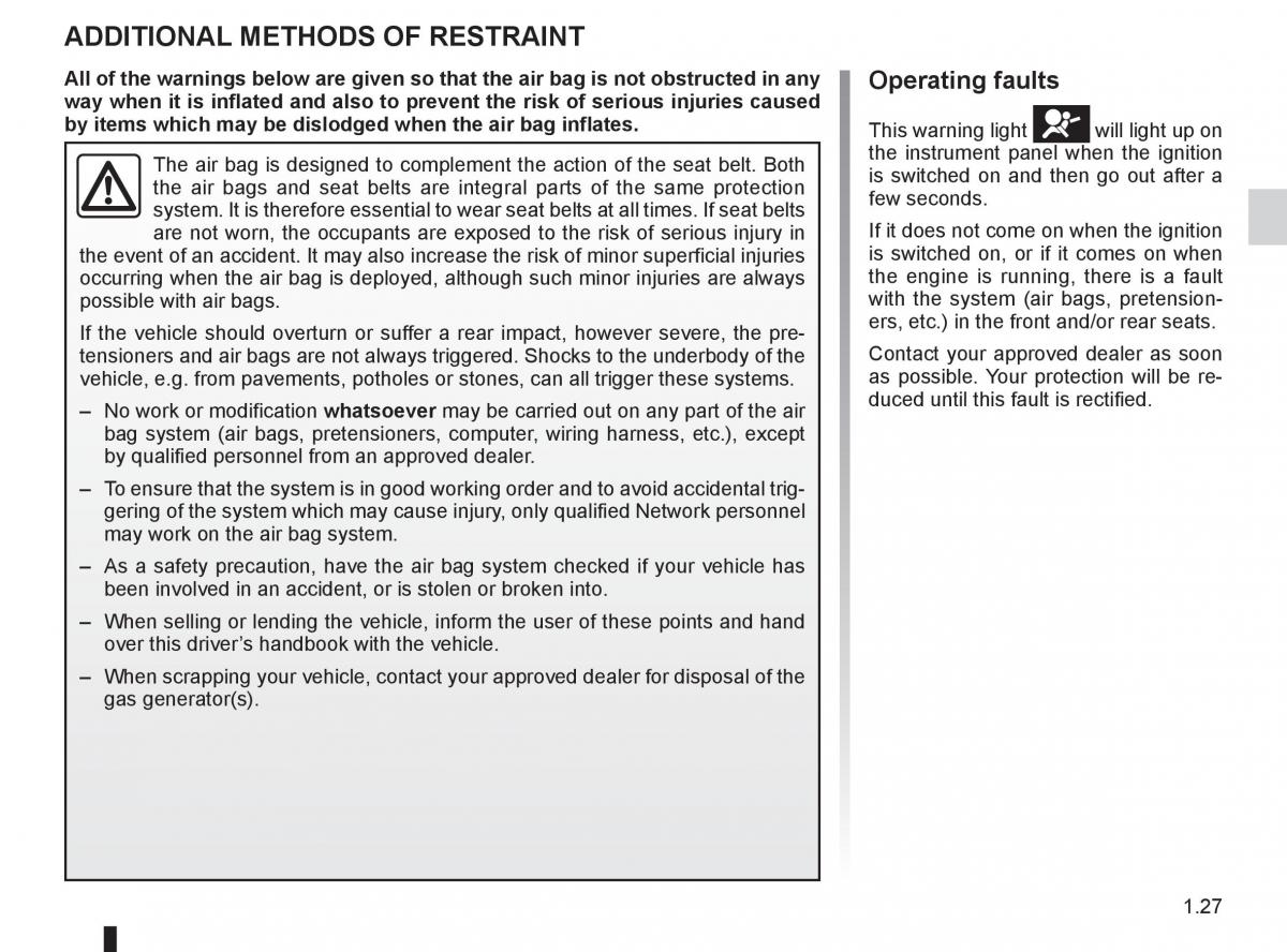 Renault Fluence owners manual / page 31