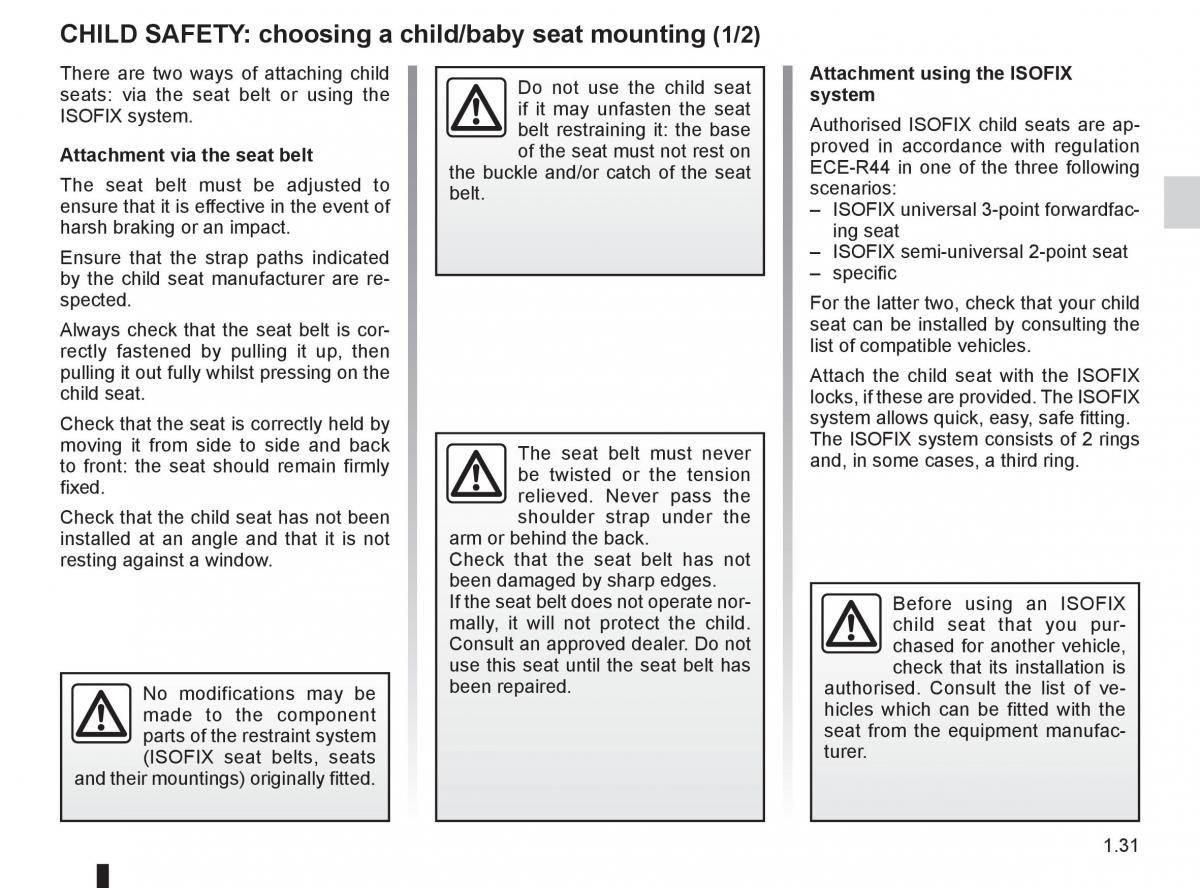 Renault Fluence owners manual / page 35