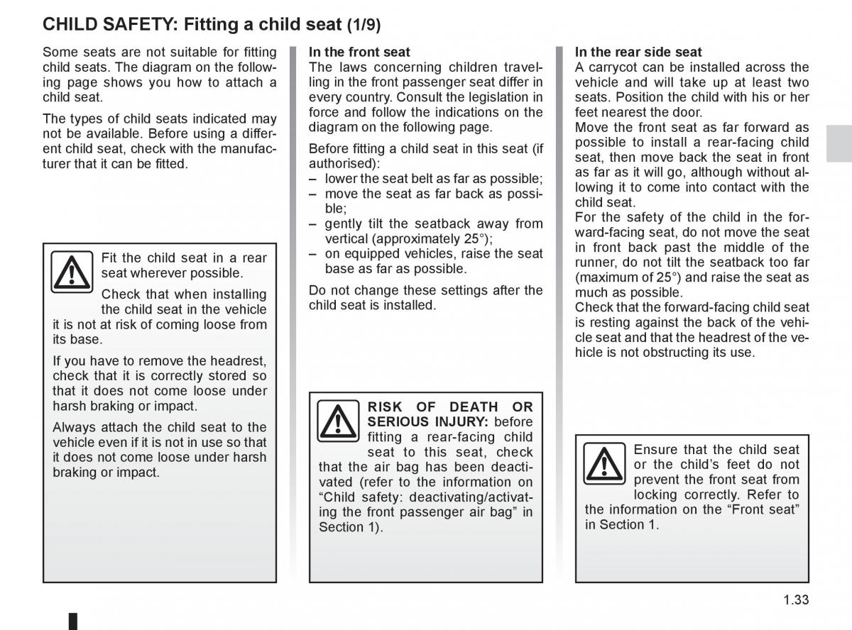 Renault Fluence owners manual / page 37