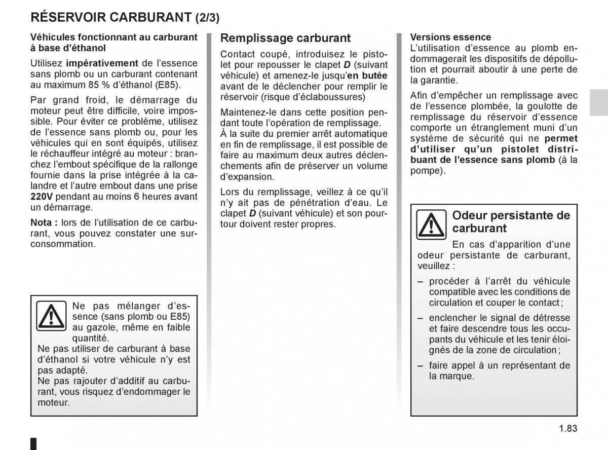 Renault Fluence manuel du proprietaire / page 85