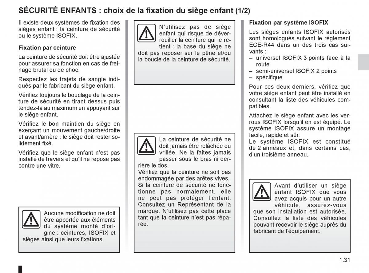 Renault Fluence manuel du proprietaire / page 33