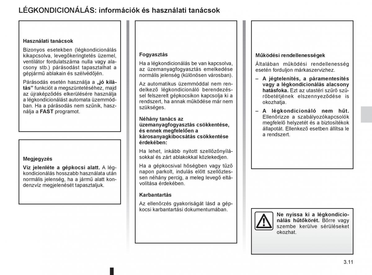 Renault Fluence Kezelesi utmutato / page 139