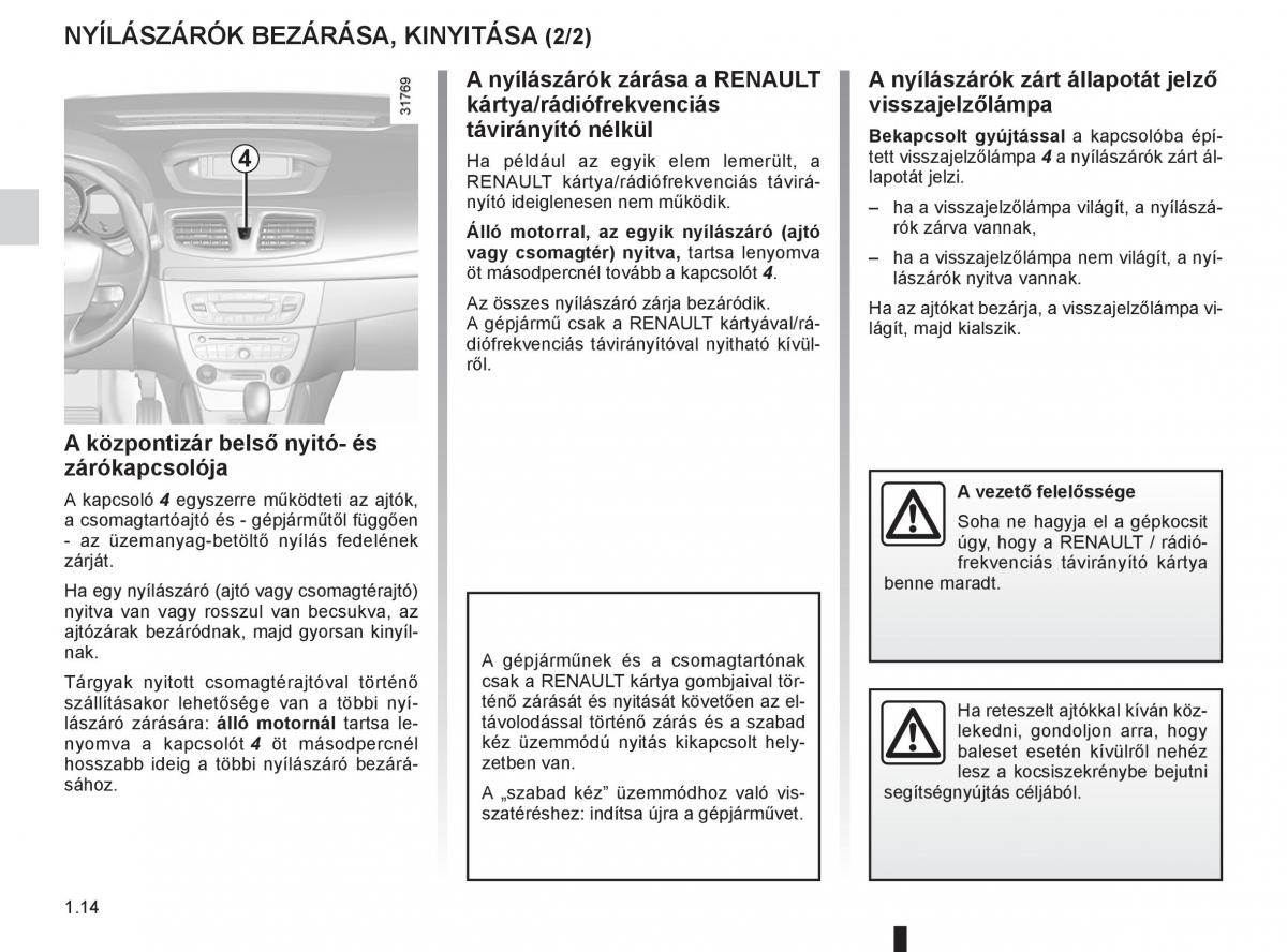 Renault Fluence Kezelesi utmutato / page 18