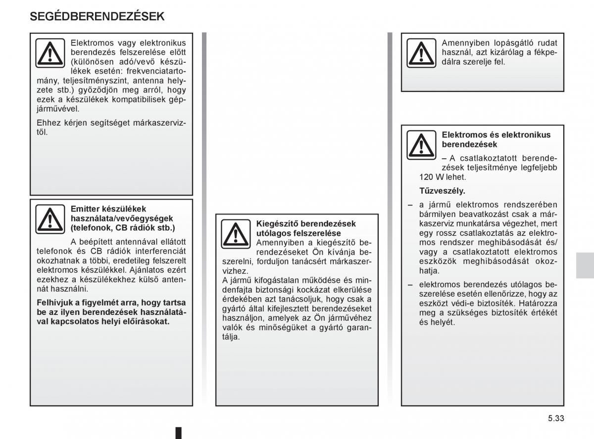 Renault Fluence Kezelesi utmutato / page 205