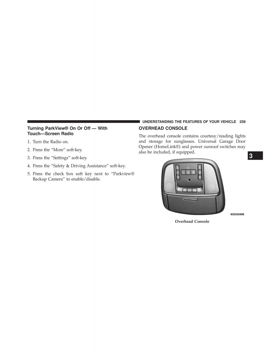 Chrysler 300C II 2 owners manual / page 261