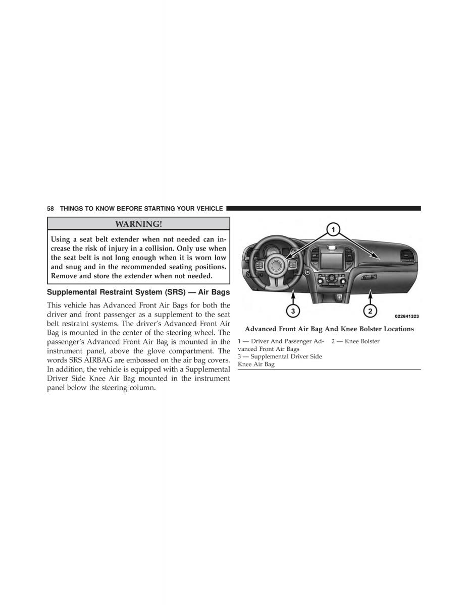 Chrysler 300C II 2 SRT owners manual / page 60