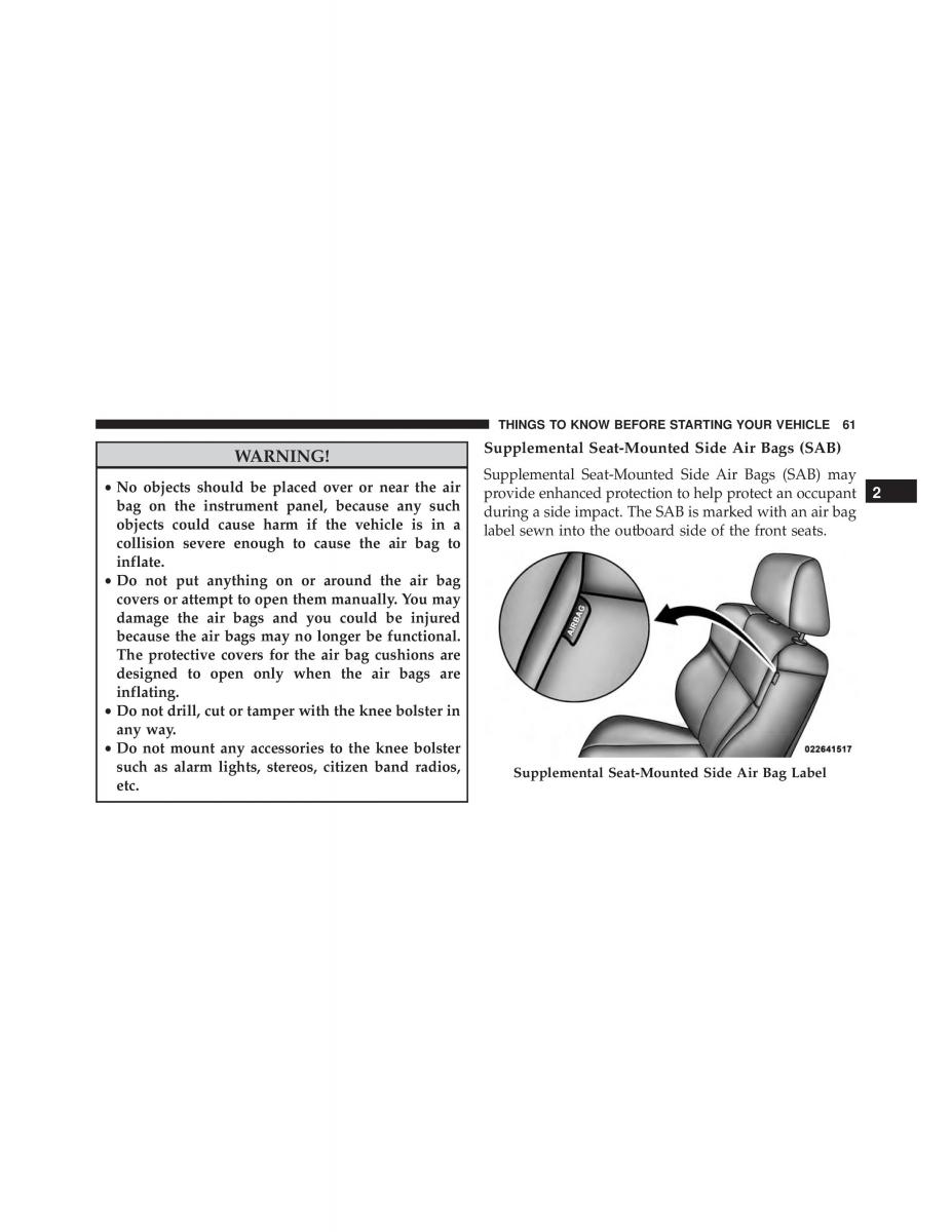 Chrysler 300C II 2 SRT owners manual / page 63