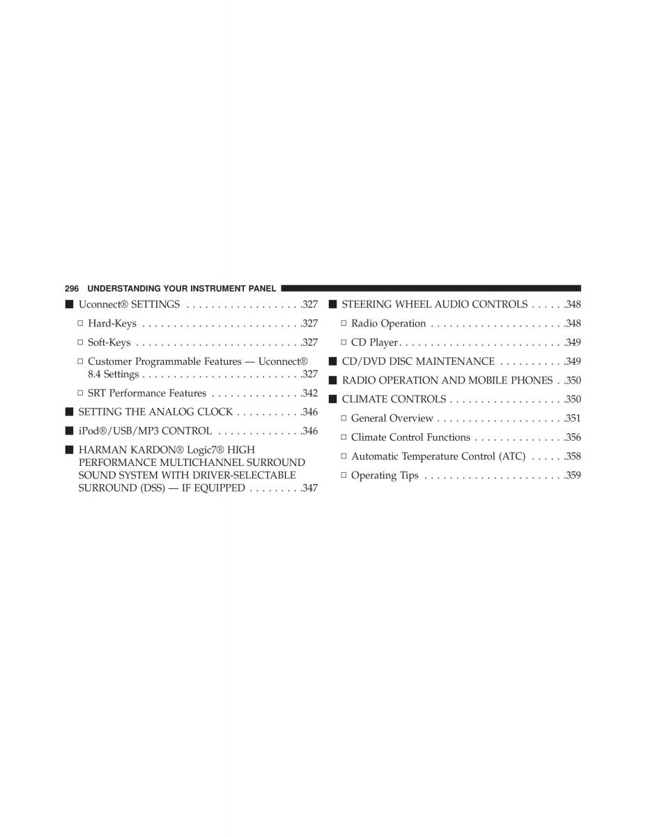 Chrysler 300C II 2 SRT owners manual / page 298