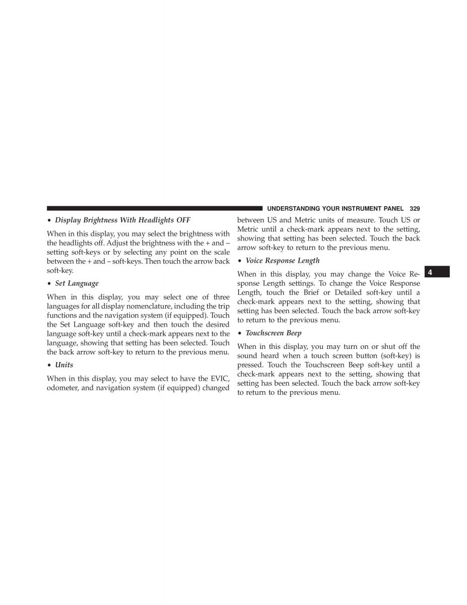 Chrysler 300C II 2 SRT owners manual / page 331