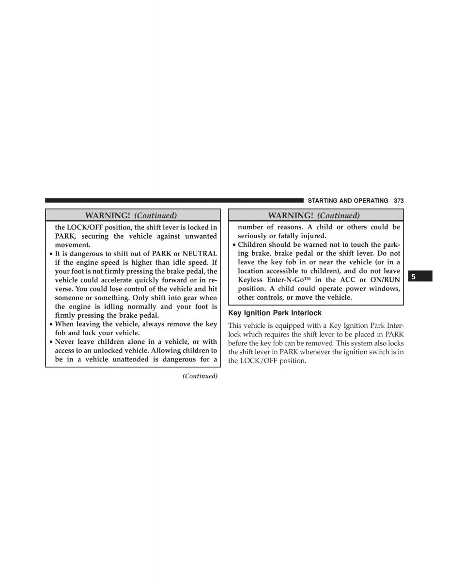 Chrysler 300C II 2 SRT owners manual / page 375