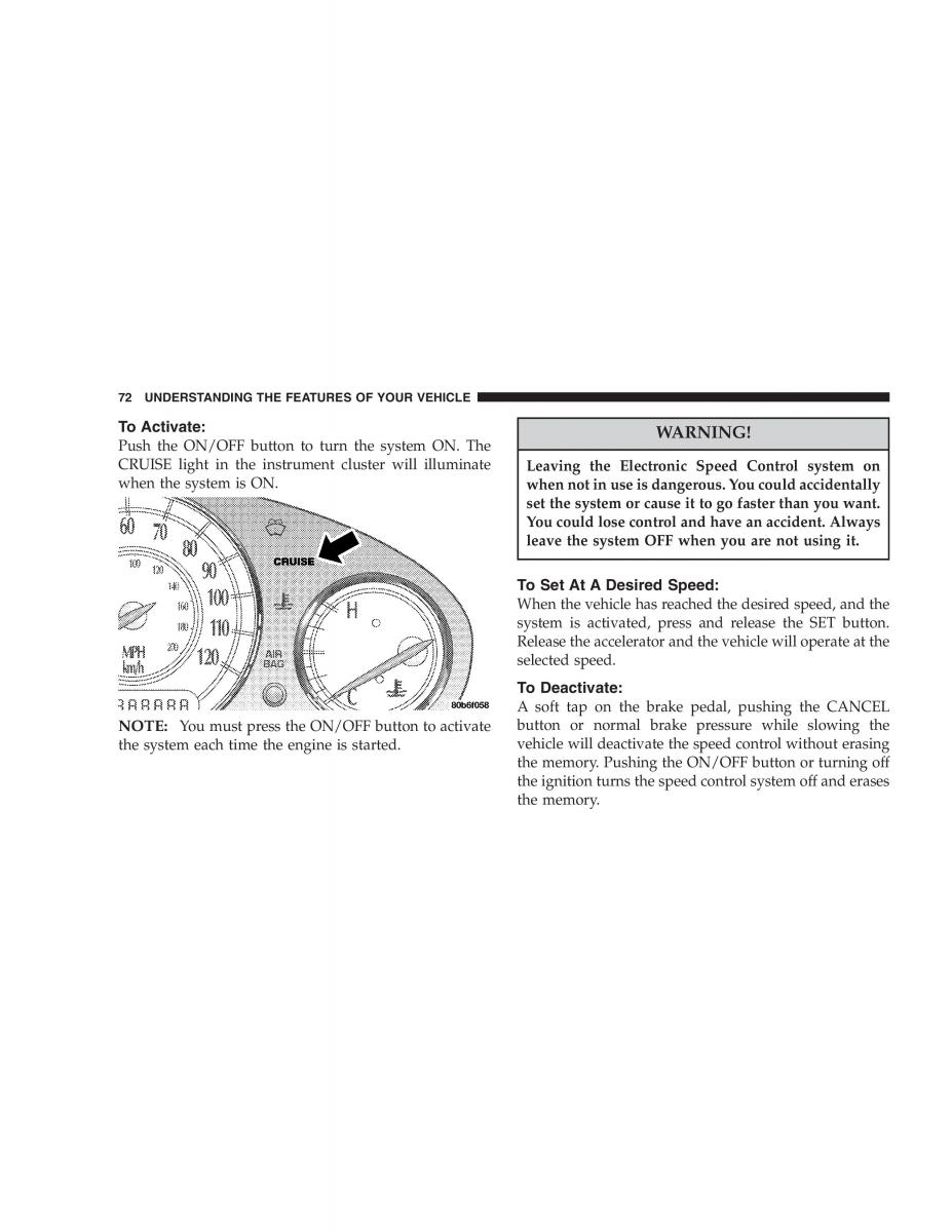 Chrysler 300M owners manual / page 72