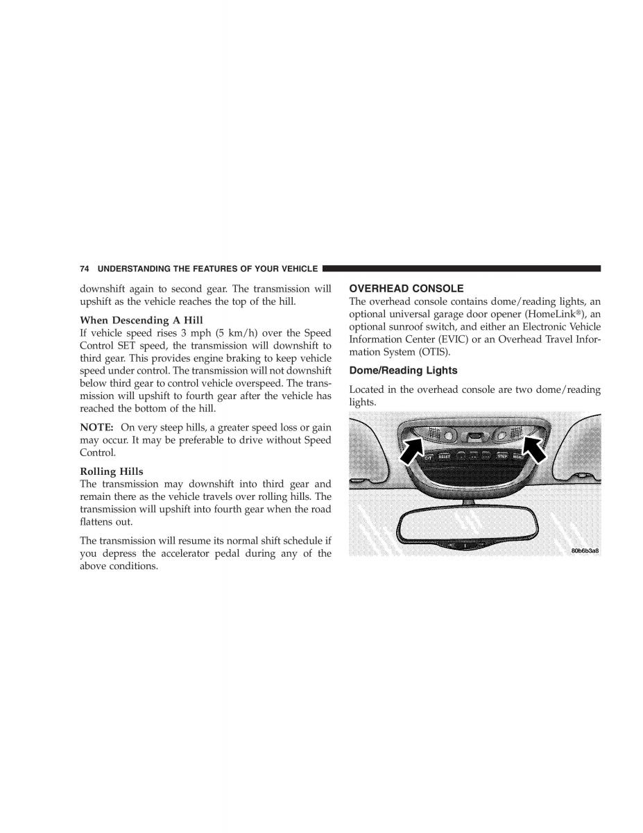 Chrysler 300M owners manual / page 74