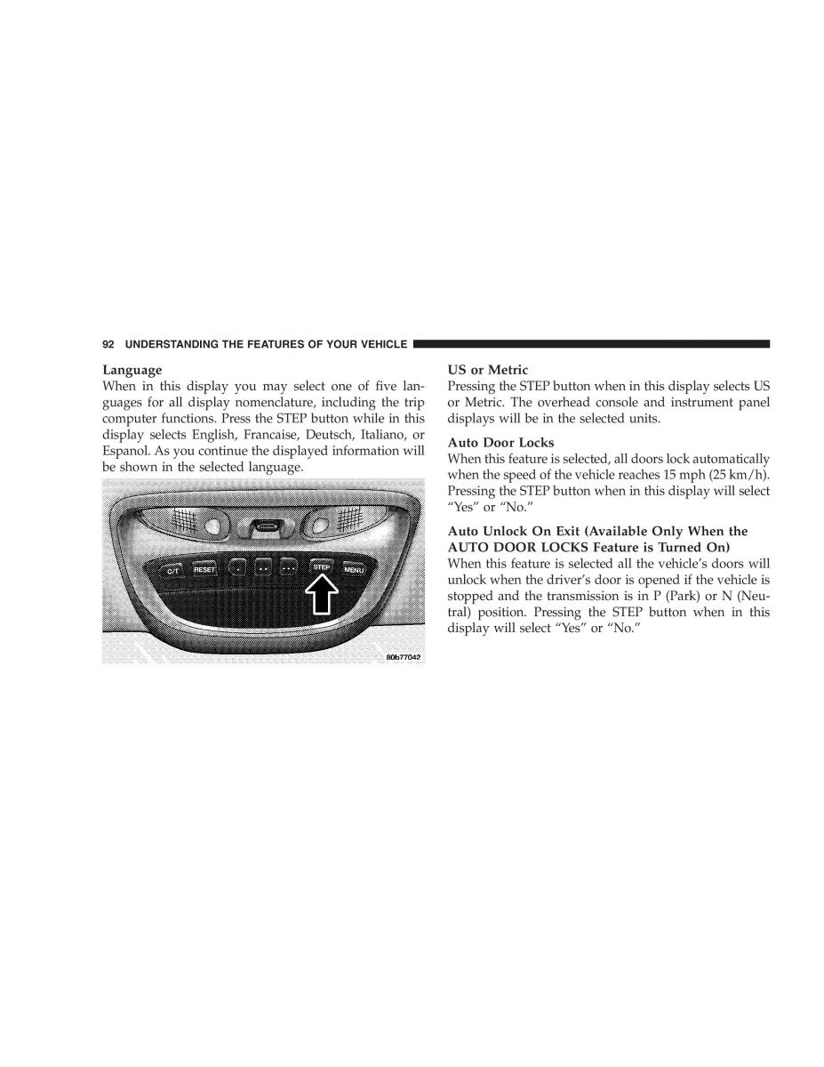 Chrysler 300M owners manual / page 92