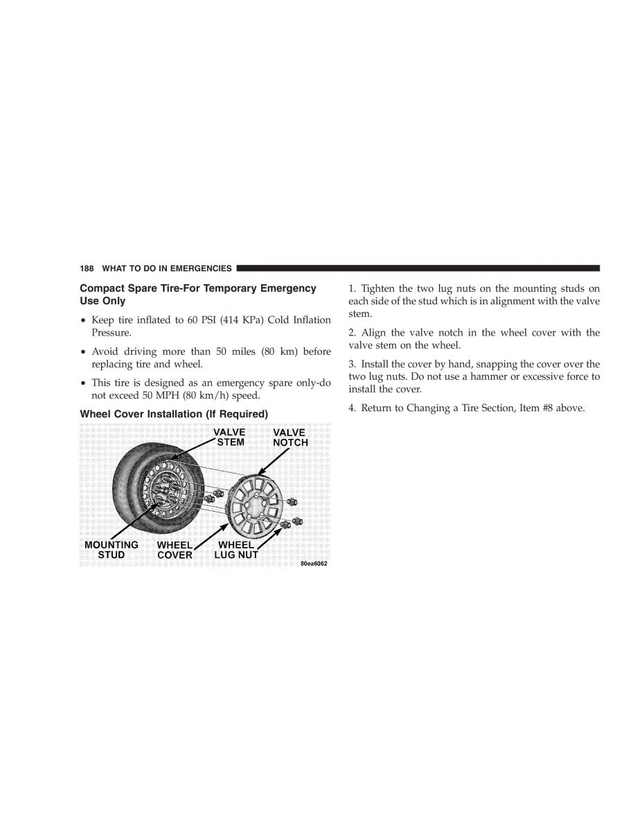 Chrysler 300M owners manual / page 188