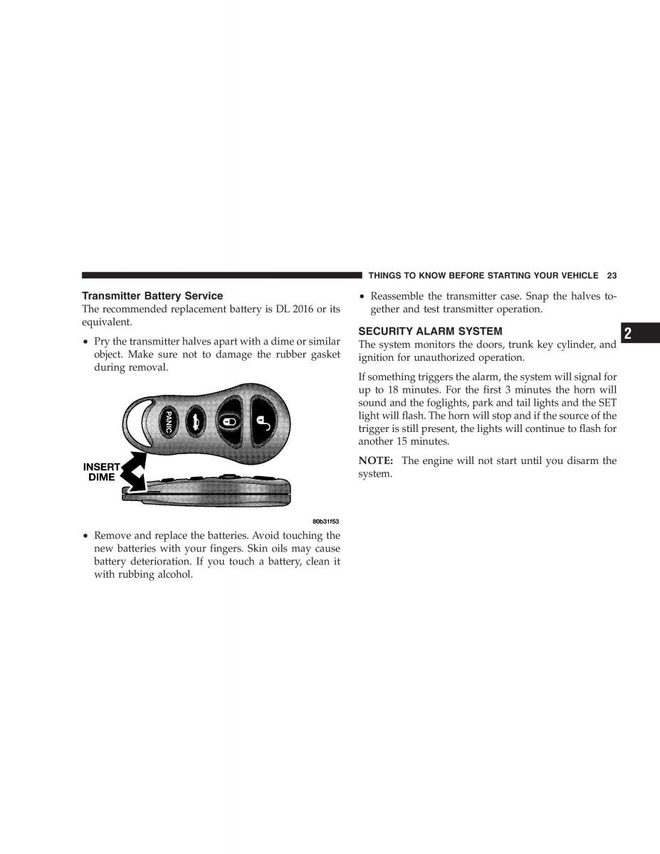 Chrysler 300M owners manual / page 23