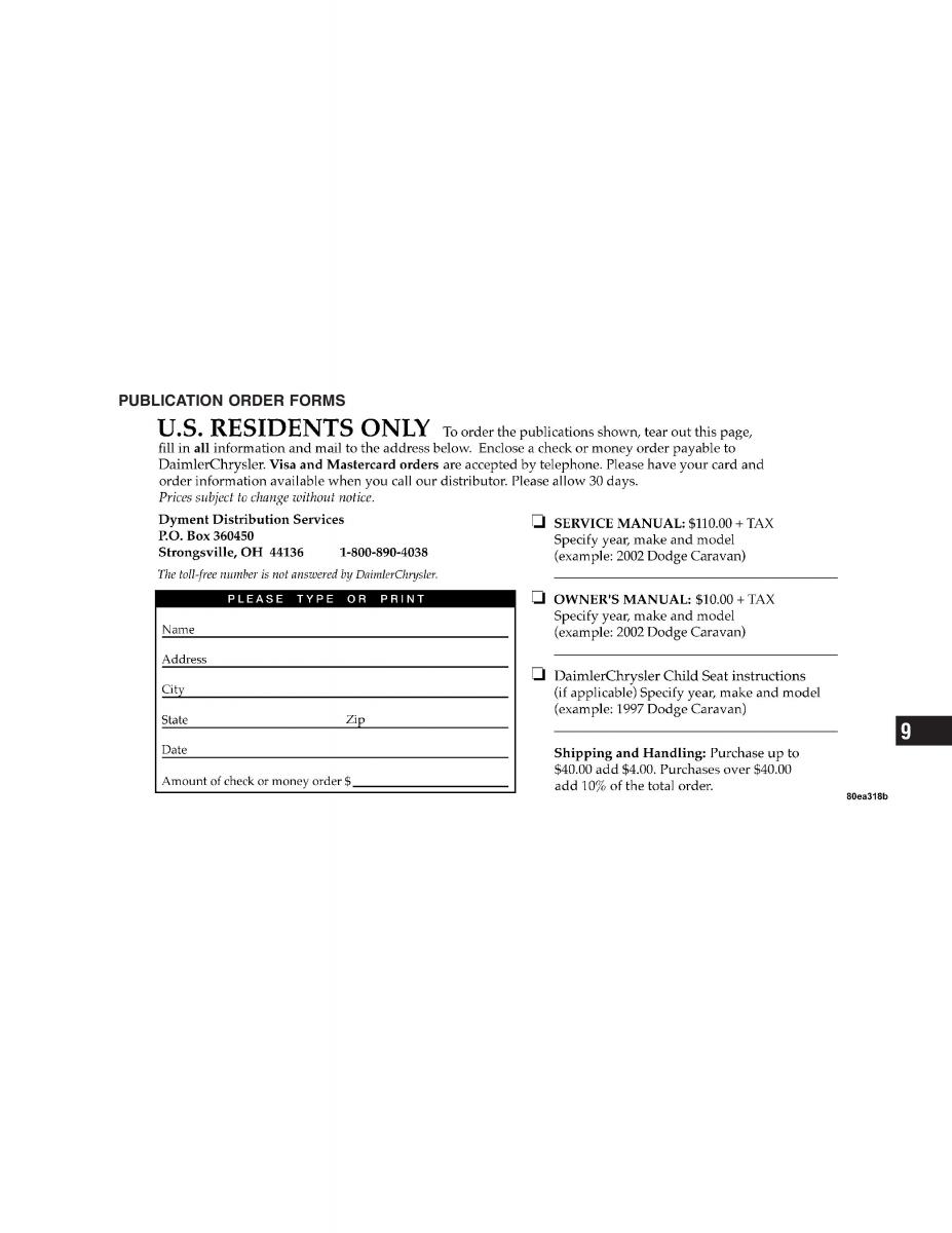 Chrysler 300M owners manual / page 261