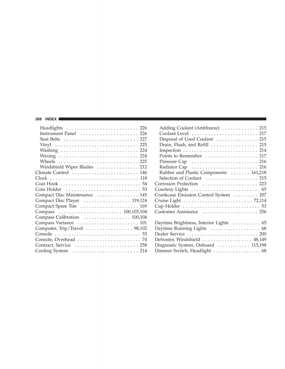 Chrysler 300M owners manual / page 268