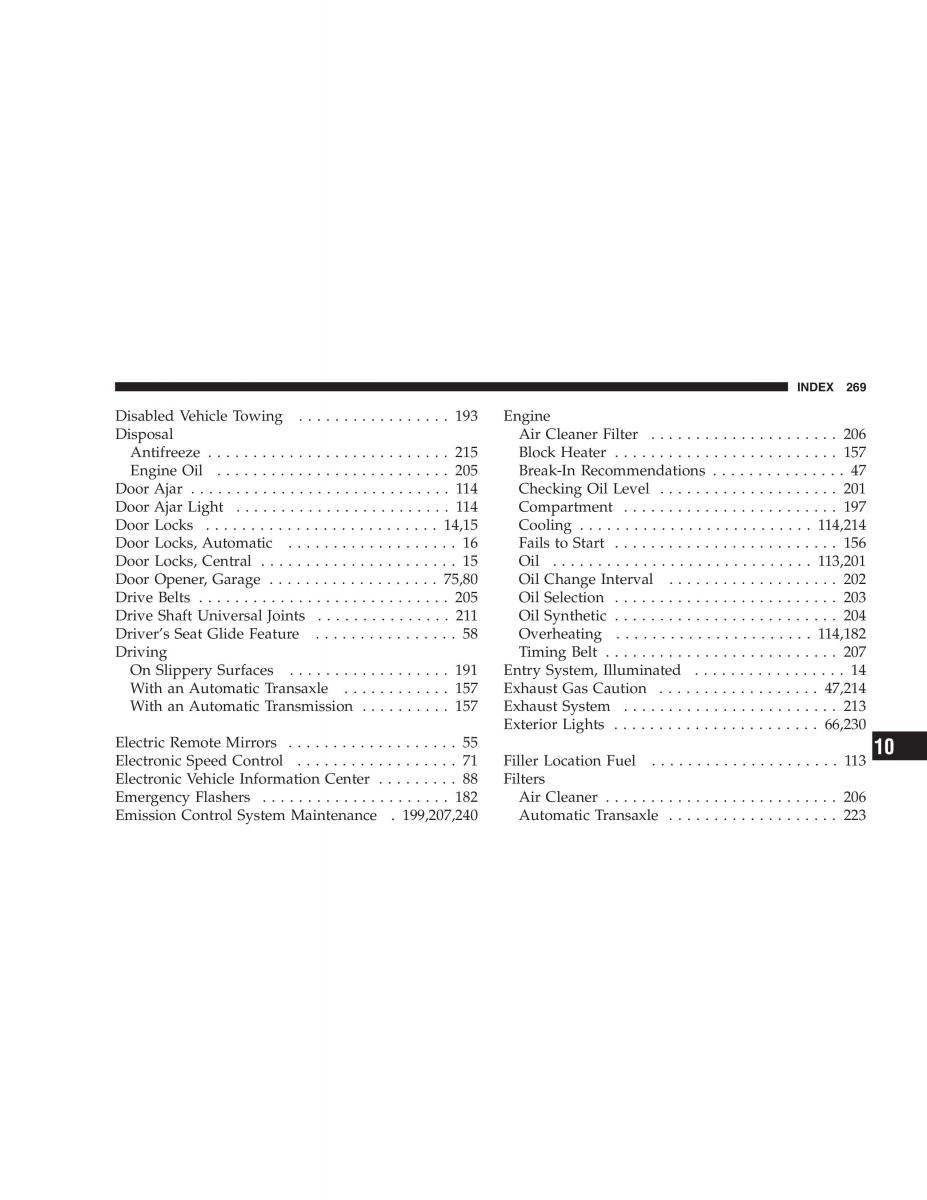 Chrysler 300M owners manual / page 269