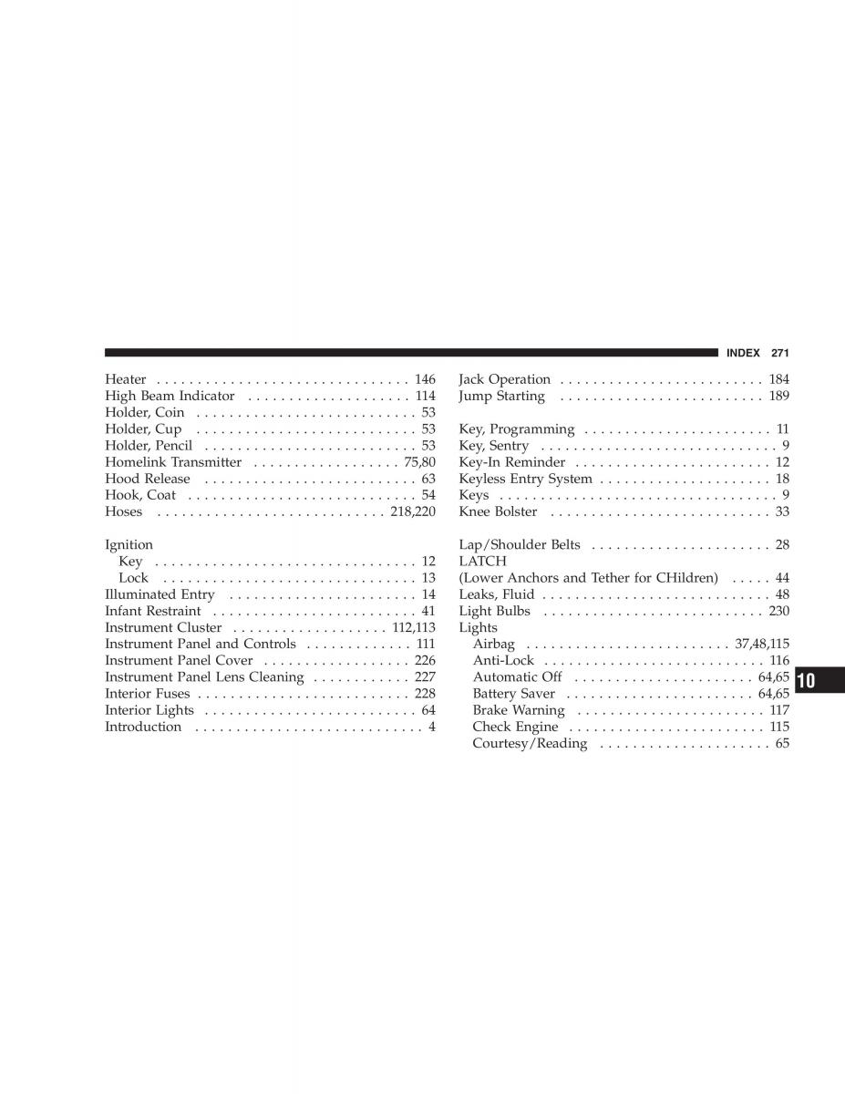 Chrysler 300M owners manual / page 271