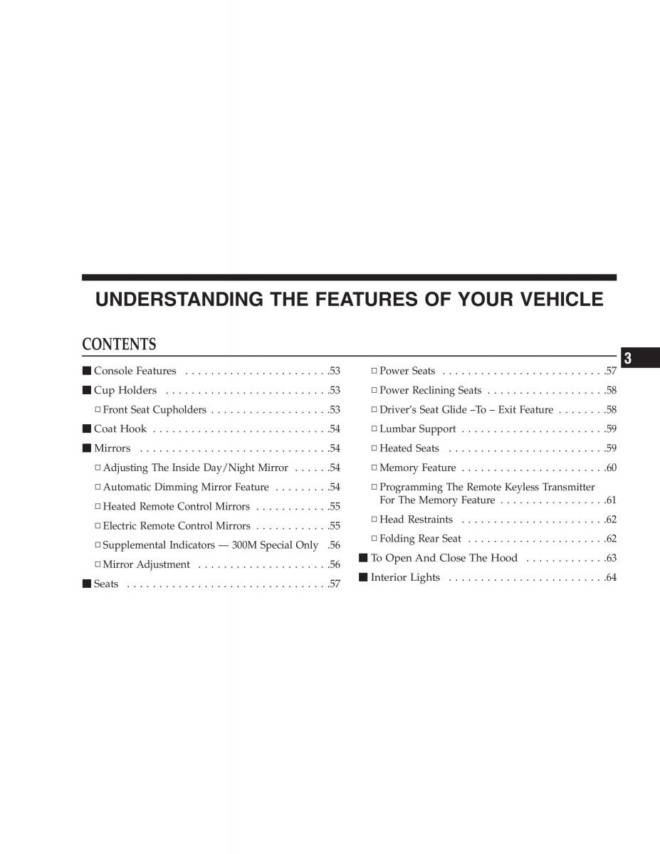 Chrysler 300M owners manual / page 49