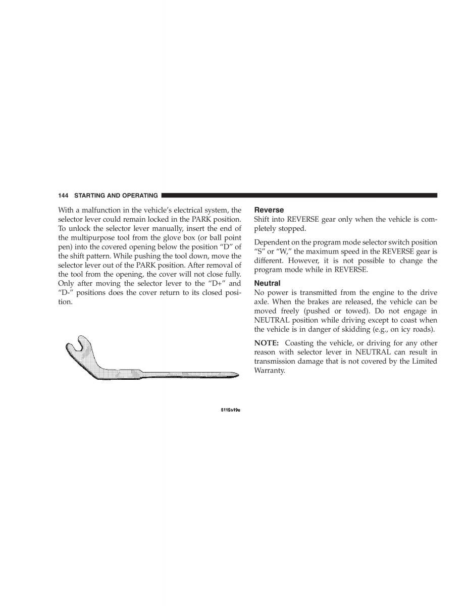 Chrysler Crossfire owners manual / page 144