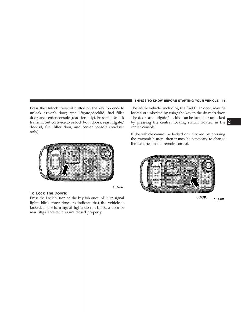 Chrysler Crossfire owners manual / page 15