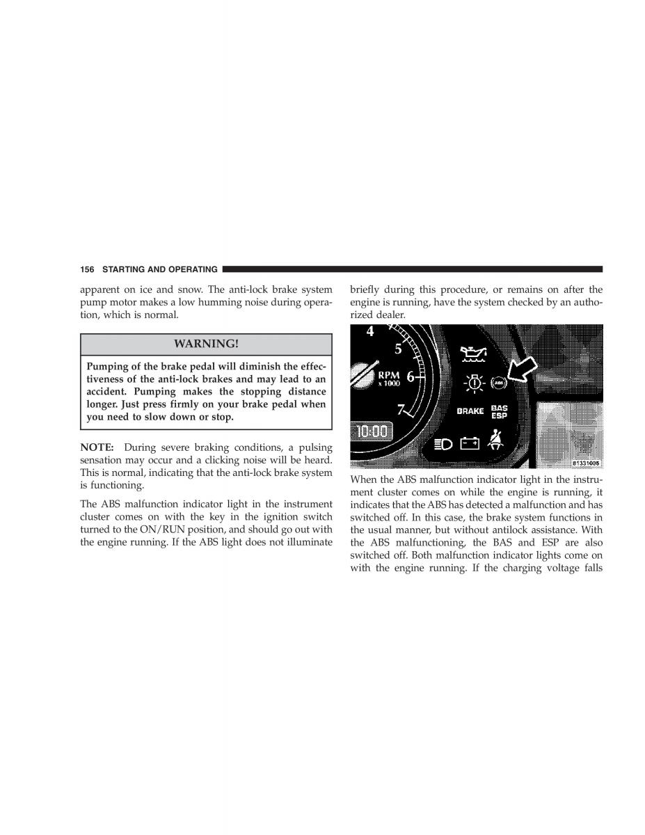 Chrysler Crossfire owners manual / page 156