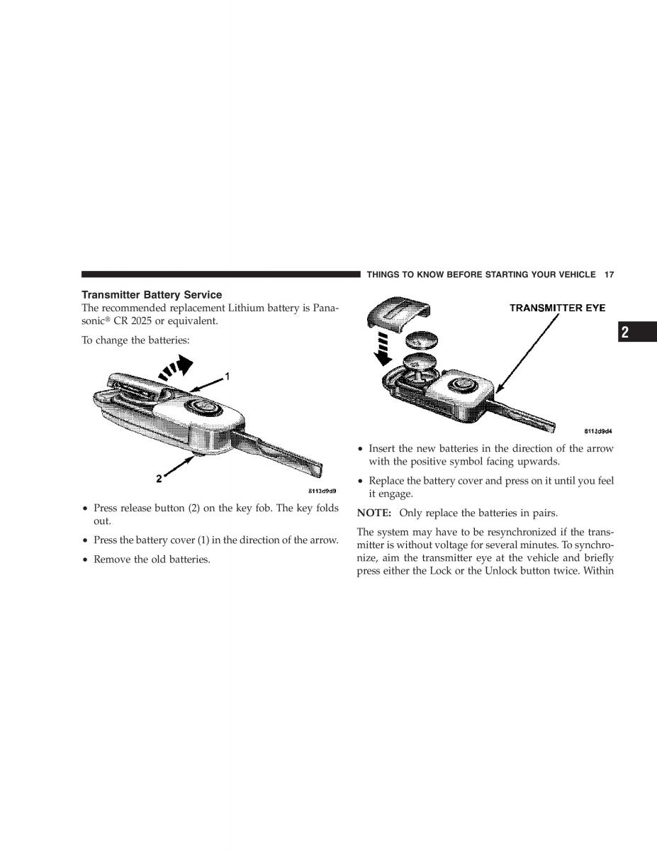 Chrysler Crossfire owners manual / page 17