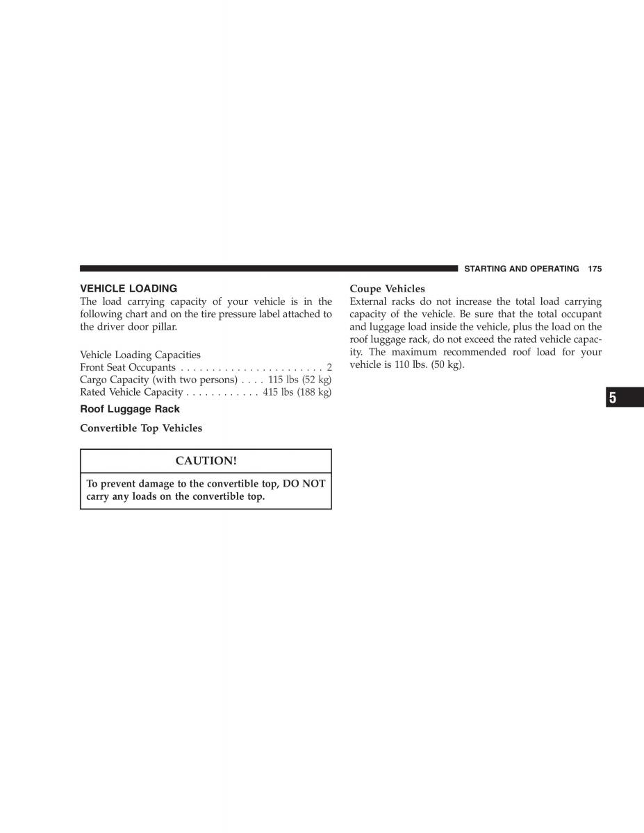 Chrysler Crossfire owners manual / page 175