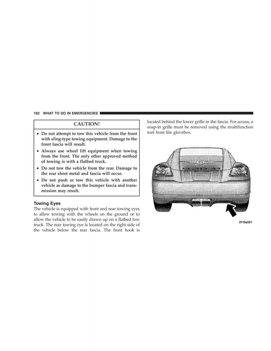 Chrysler Crossfire owners manual / page 192