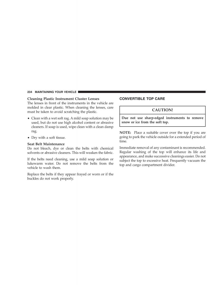 Chrysler Crossfire owners manual / page 234