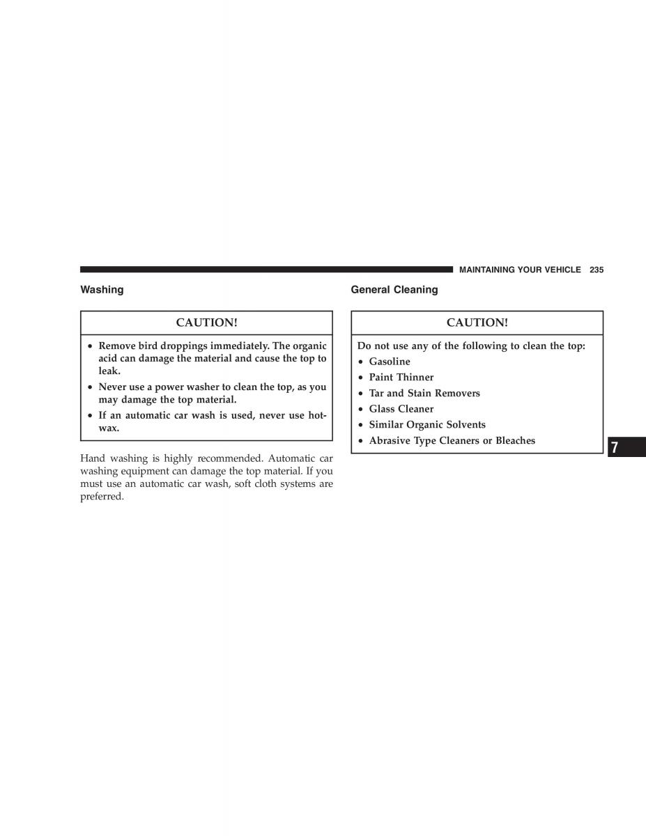 Chrysler Crossfire owners manual / page 235