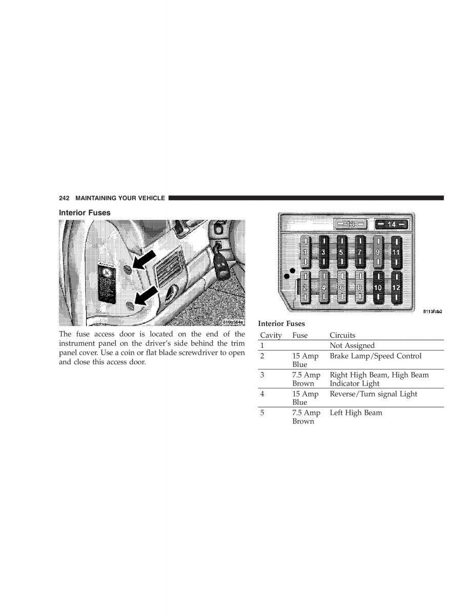 Chrysler Crossfire owners manual / page 242