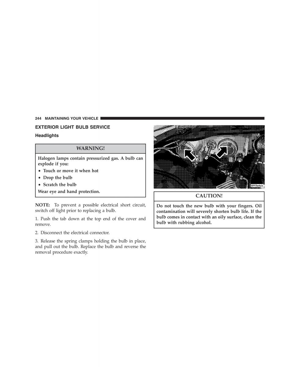 Chrysler Crossfire owners manual / page 244