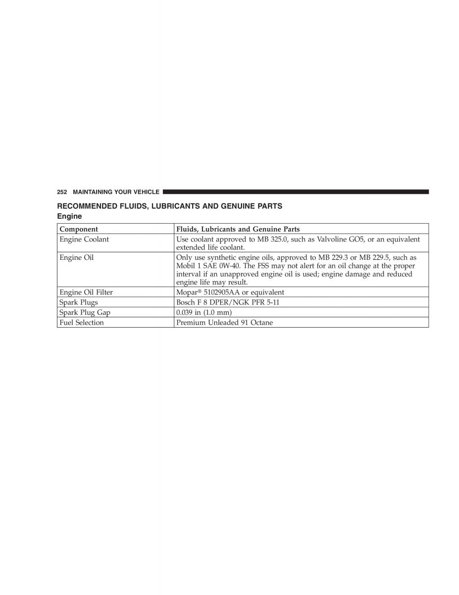 Chrysler Crossfire owners manual / page 252