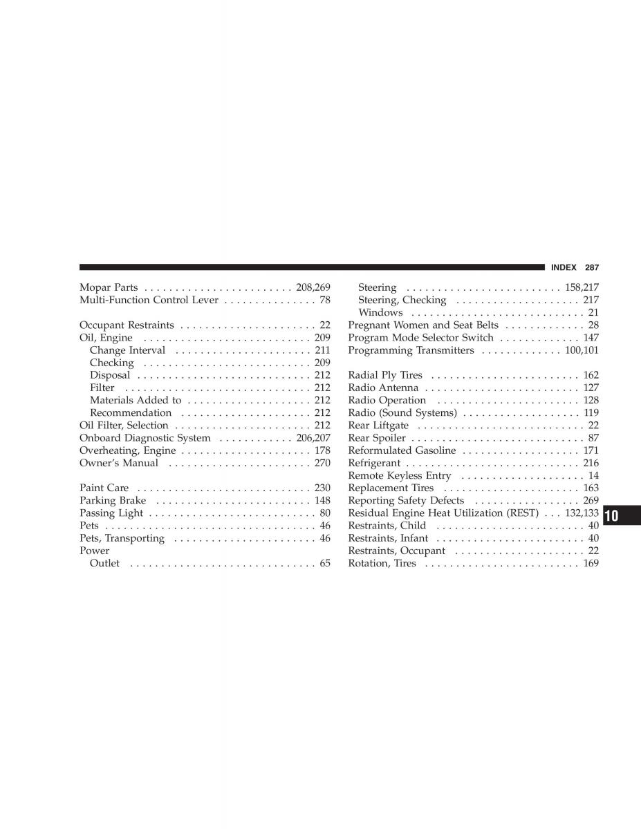 Chrysler Crossfire owners manual / page 287