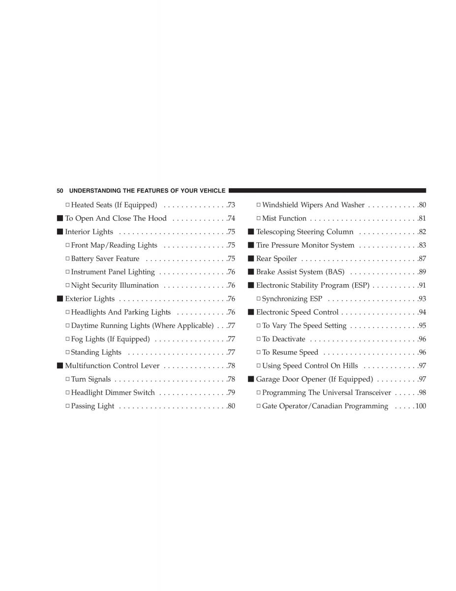 Chrysler Crossfire owners manual / page 50