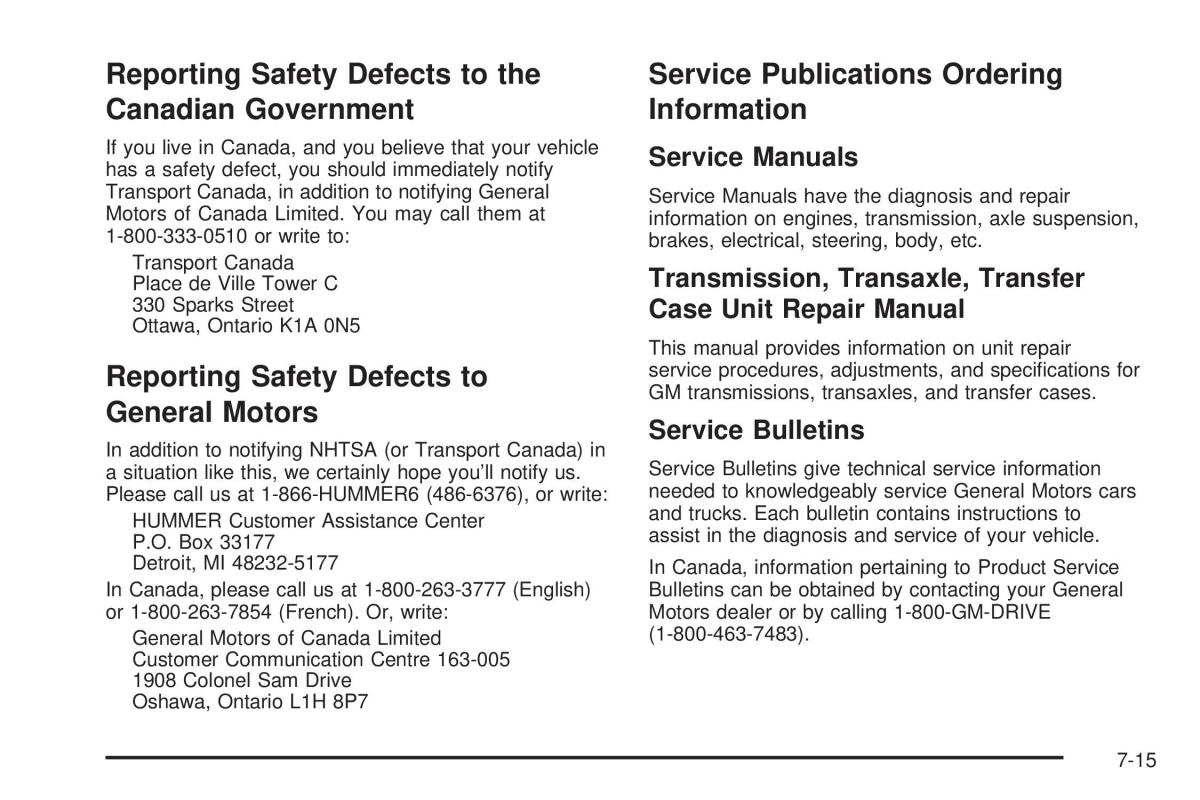 Hummer H2 owners manual / page 487