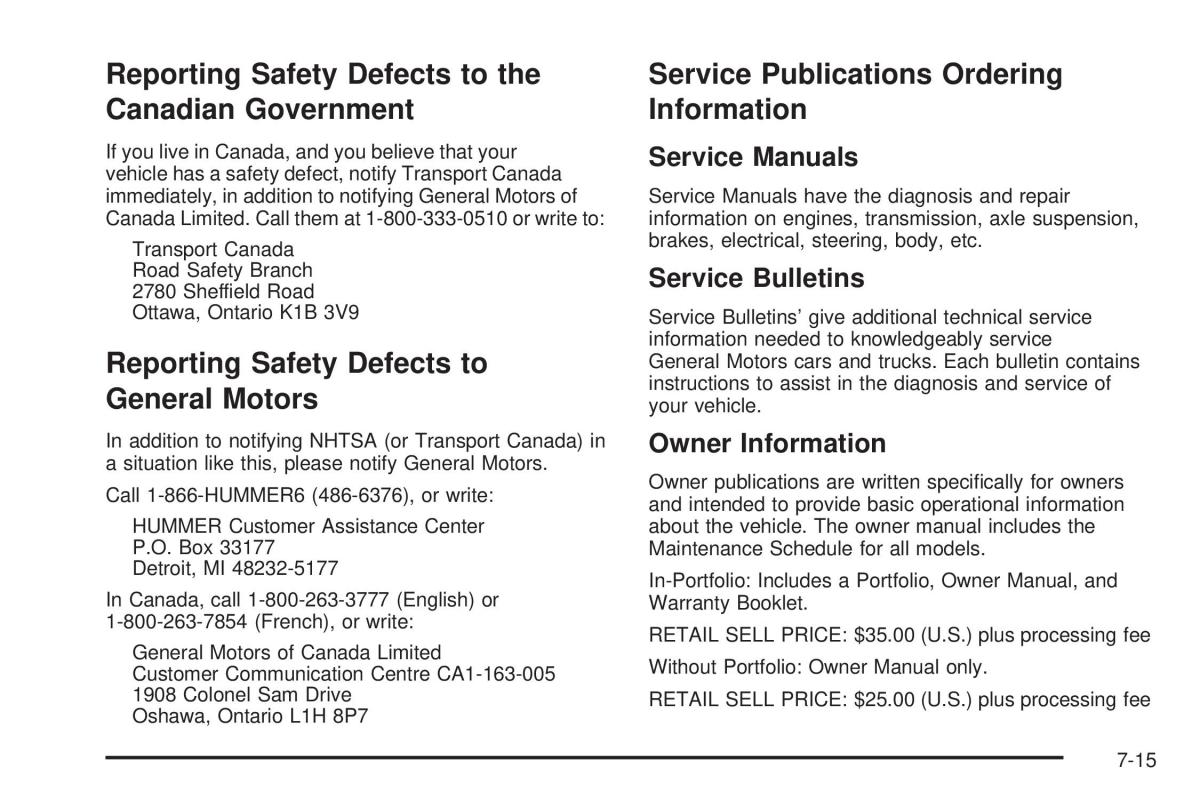 Hummer H3 owners manual / page 399