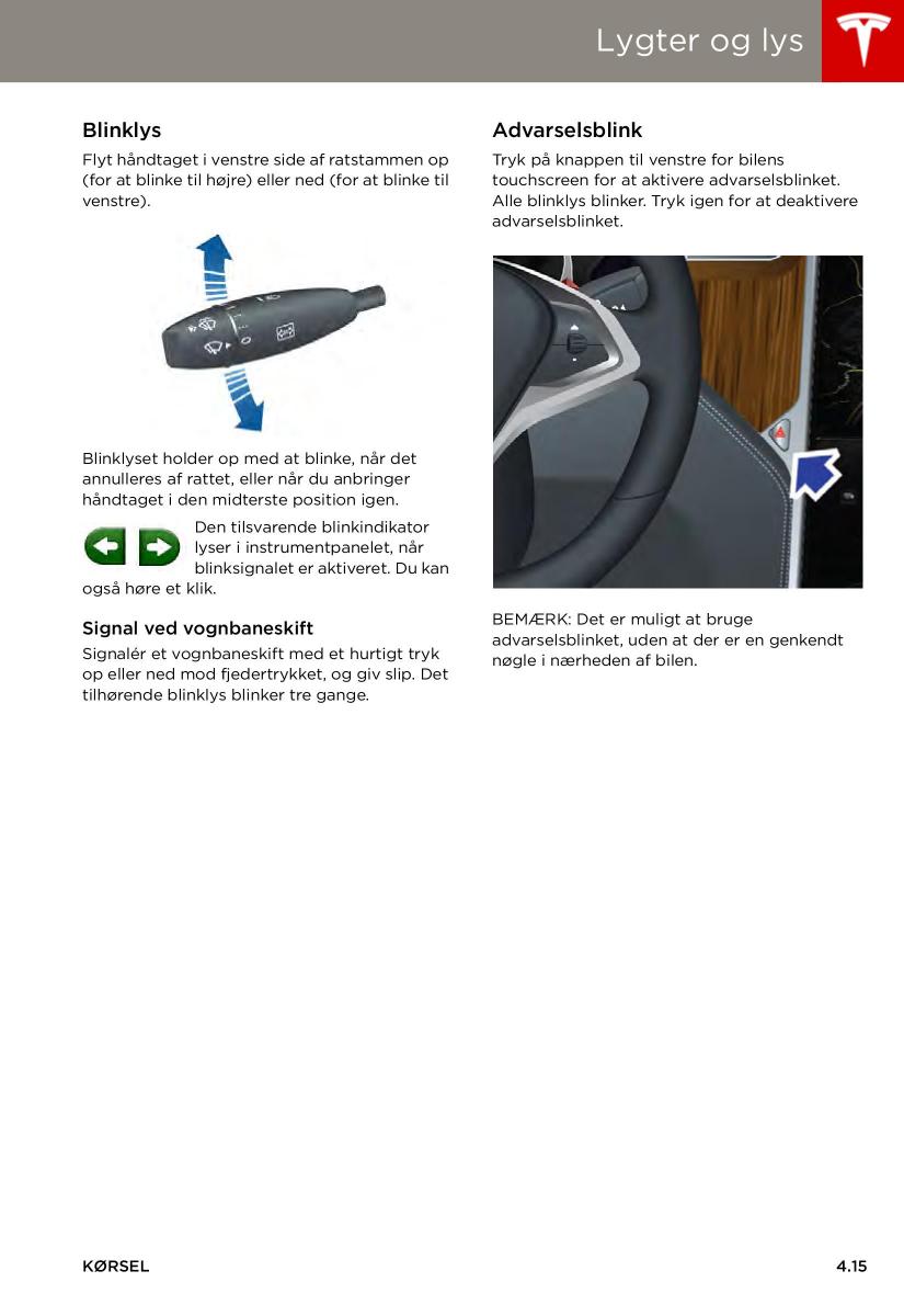 Tesla S Bilens instruktionsbog / page 55